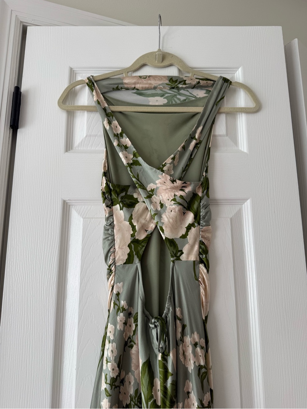 Reformation Anaiis Silk Cross Strap Maxi Dress Tarragon Floral Green - Picture 4 of 7